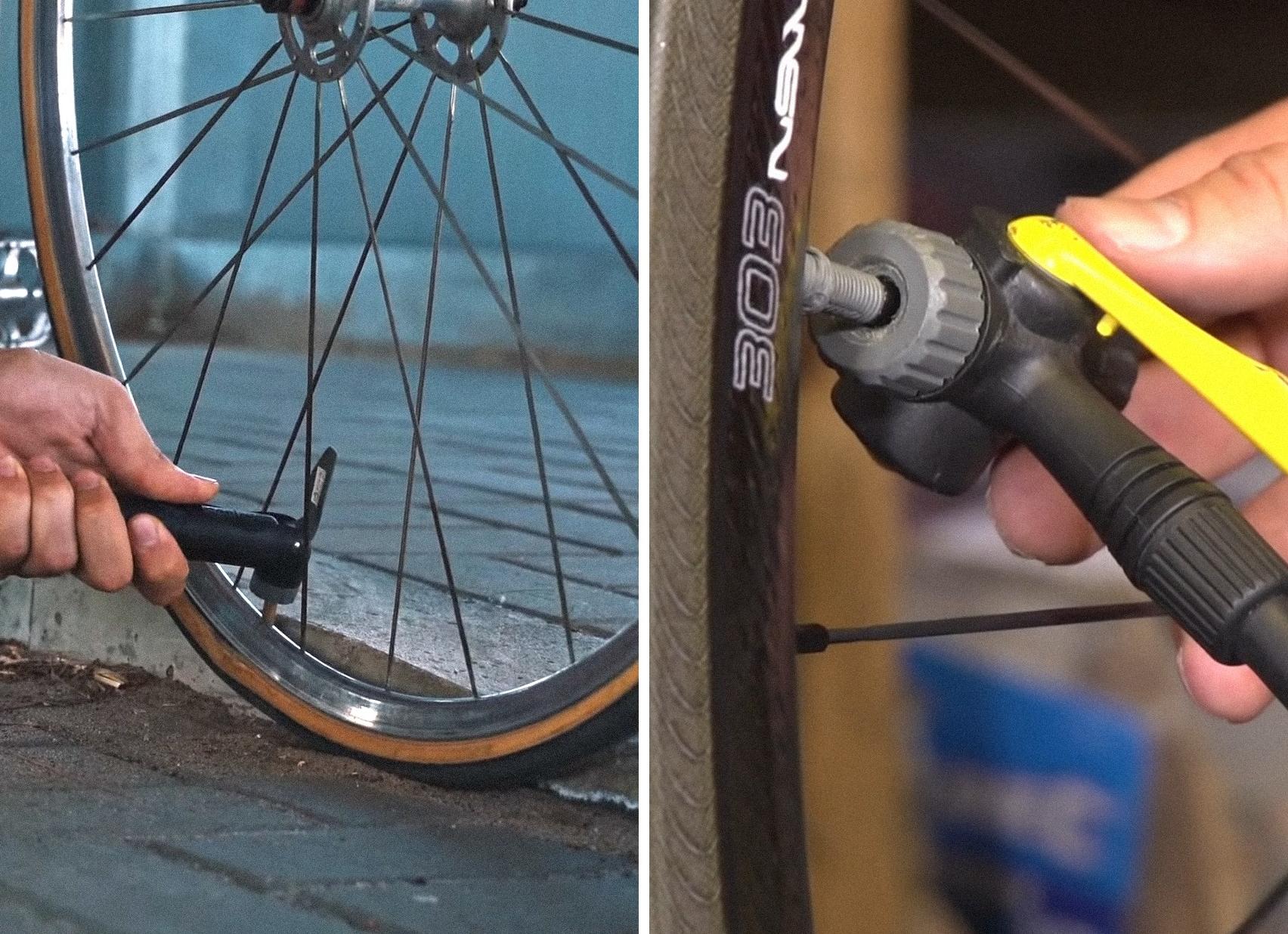 Как накачать колесо велосипеда ручным насосом и без него